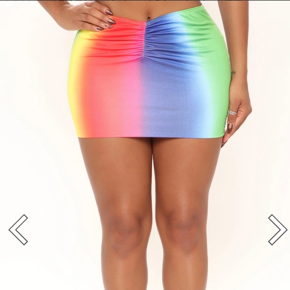 NWT Fashion Nova Rainbow Festival Micro Mini Skirt Sz 1X